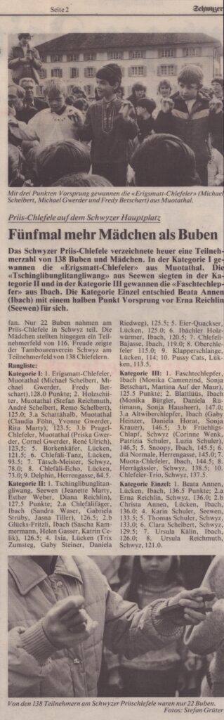 Priis-Chlefele auf dem Schwyzer Hauptplatz
Facchin (fan), Schwyzer Zeitung, Ze12