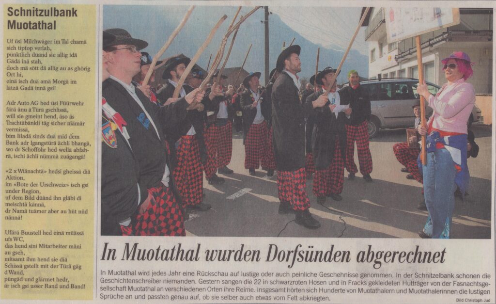 Schnitzelbank
Christoph Jud, Bote der Urschweiz, Ze14