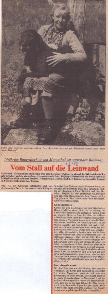 Susi Betschart, Film Schwarze Tanner
Meinrad Schuler, Bote der Urschweiz, 1986, Ze16