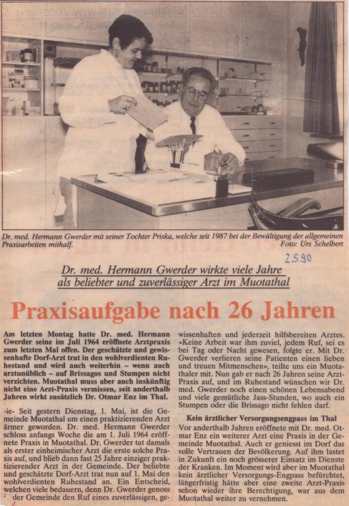 Dr. Hermann Gwerder
Ernst Immoos, Bote der Urschweiz, 1990, Ze22