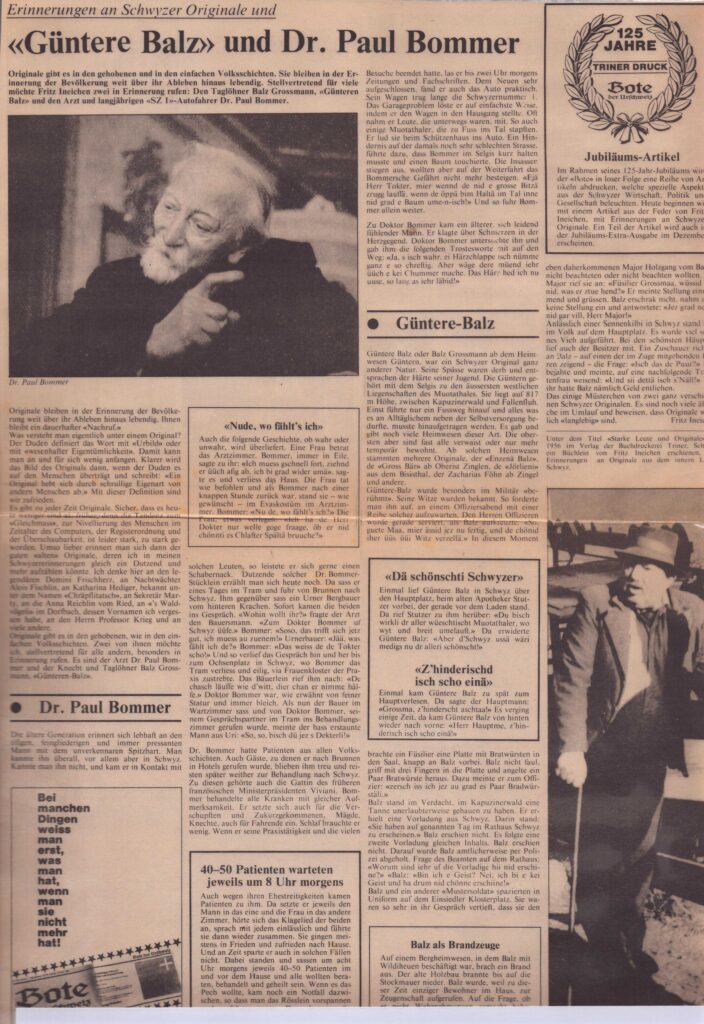 Innerschwyzer Originale
Fritz Ineichen, Bote der Urschweiz, 125 Jahre Triner Druck, Ze24