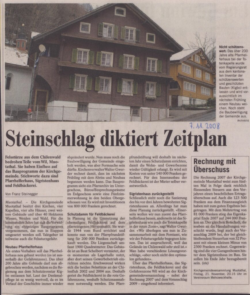 Felsstürze Chilewald Muotathal
Franz Steinegger, Bote der Urschweiz, 2008, Ze30