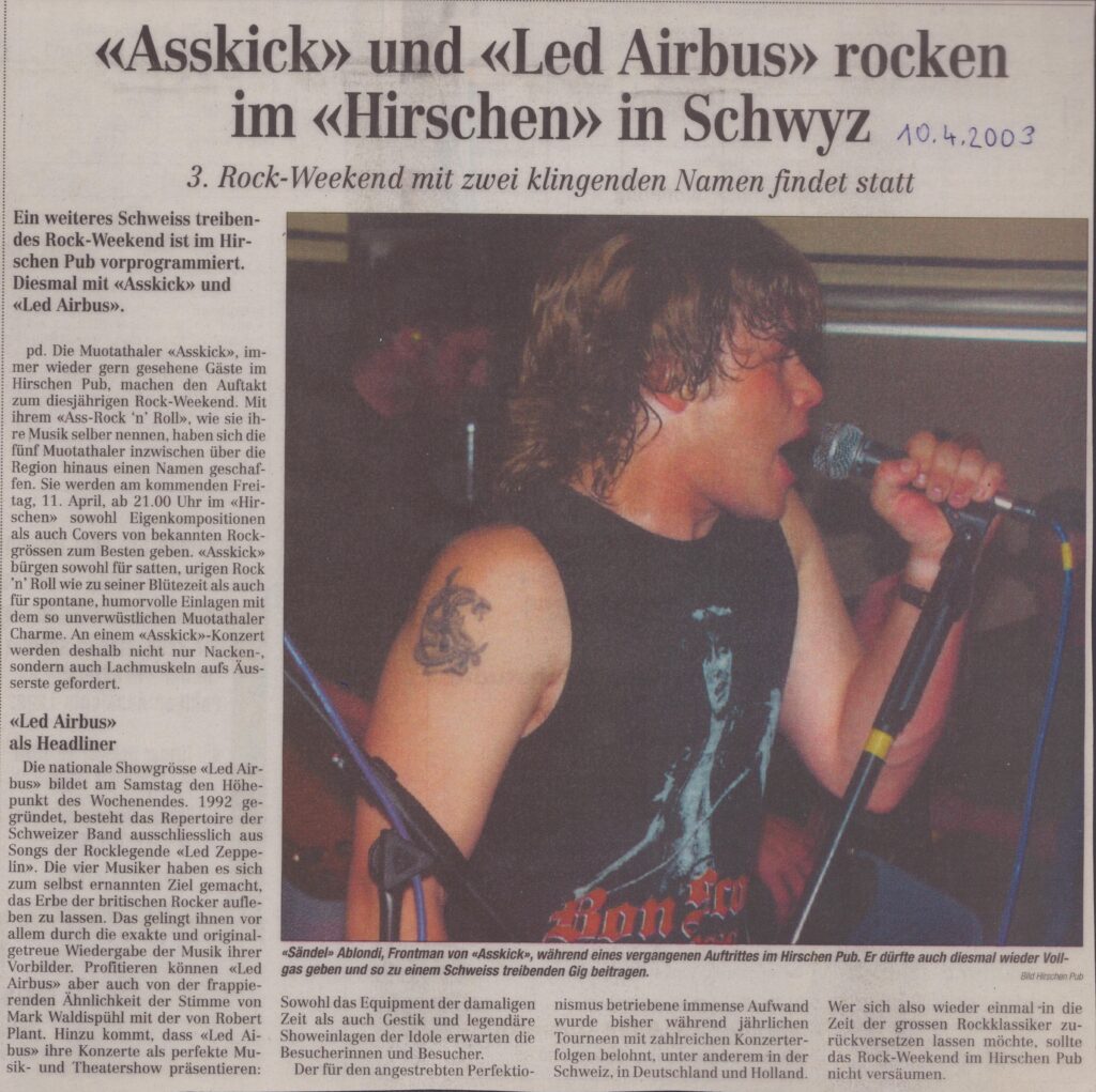 3. Rock-Weekend Hirschen, Schwyz
pd, 2003, Ze33