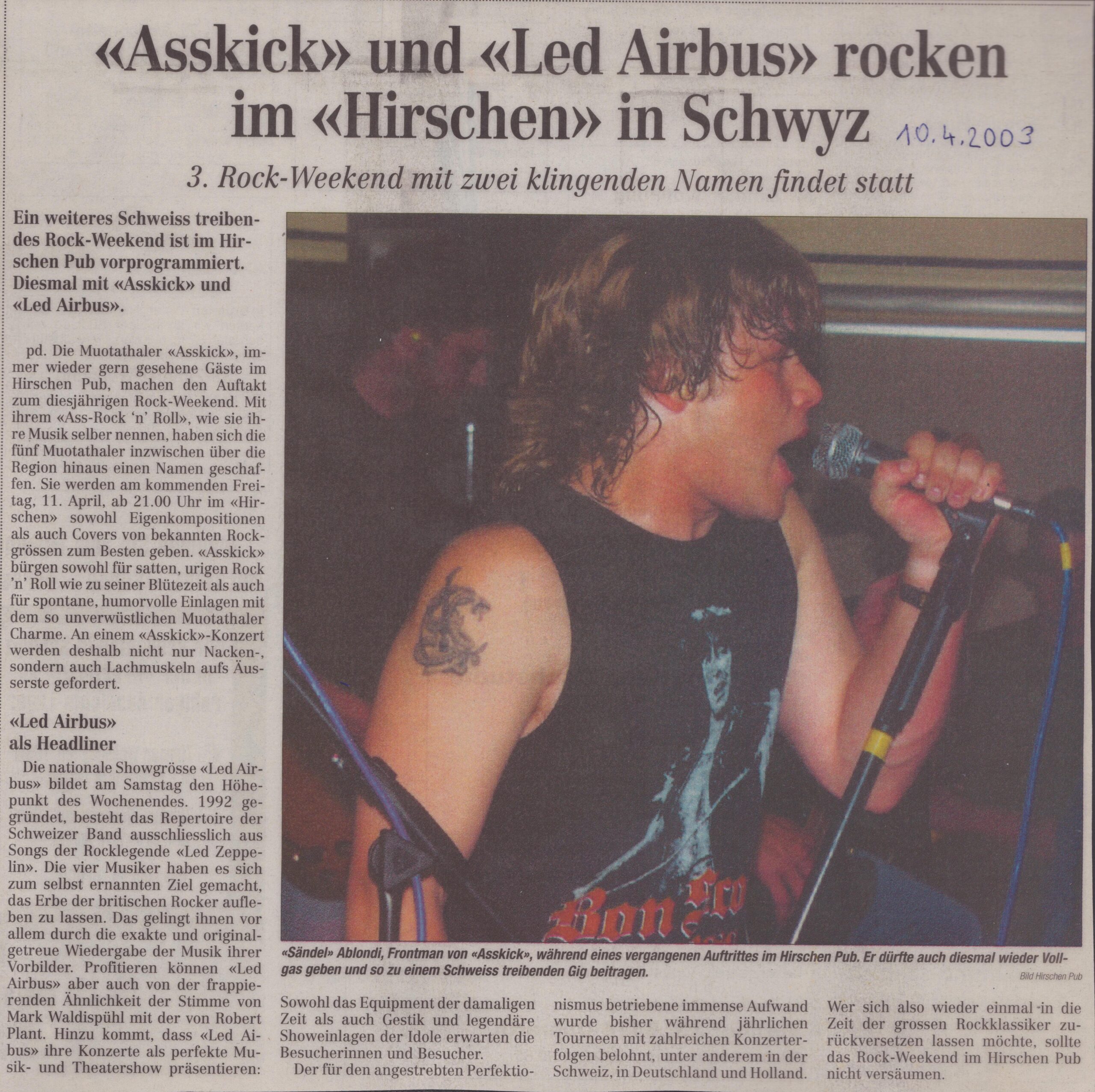3. Rock-Weekend Hirschen, Schwyz
pd, 2003, Ze33