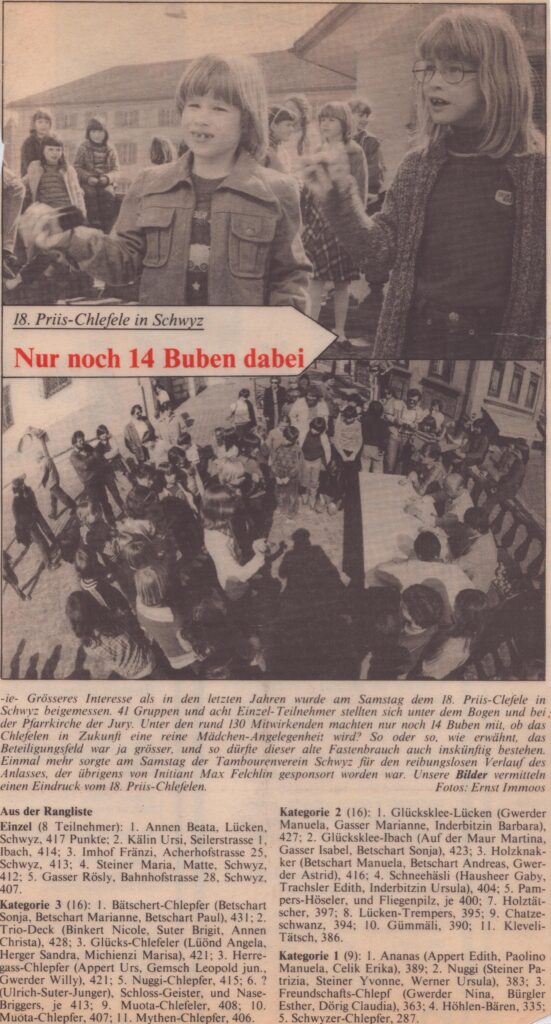 18. Priis-Chlefele in Schwyz
Ernst Immoos, Bote der Urschweiz, Ze34