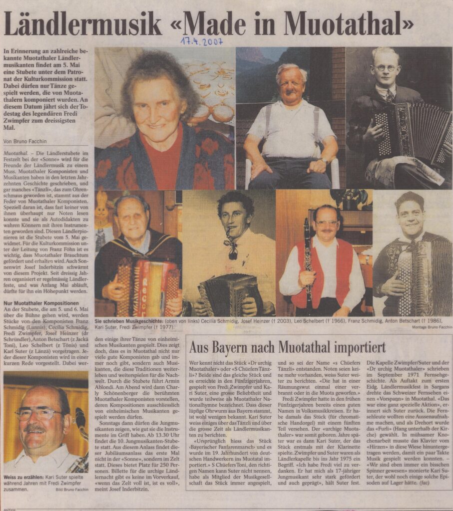 bekannte Ländlermusikanten
Bruno Facchin, Bote der Urschweiz, 2007, Ze38