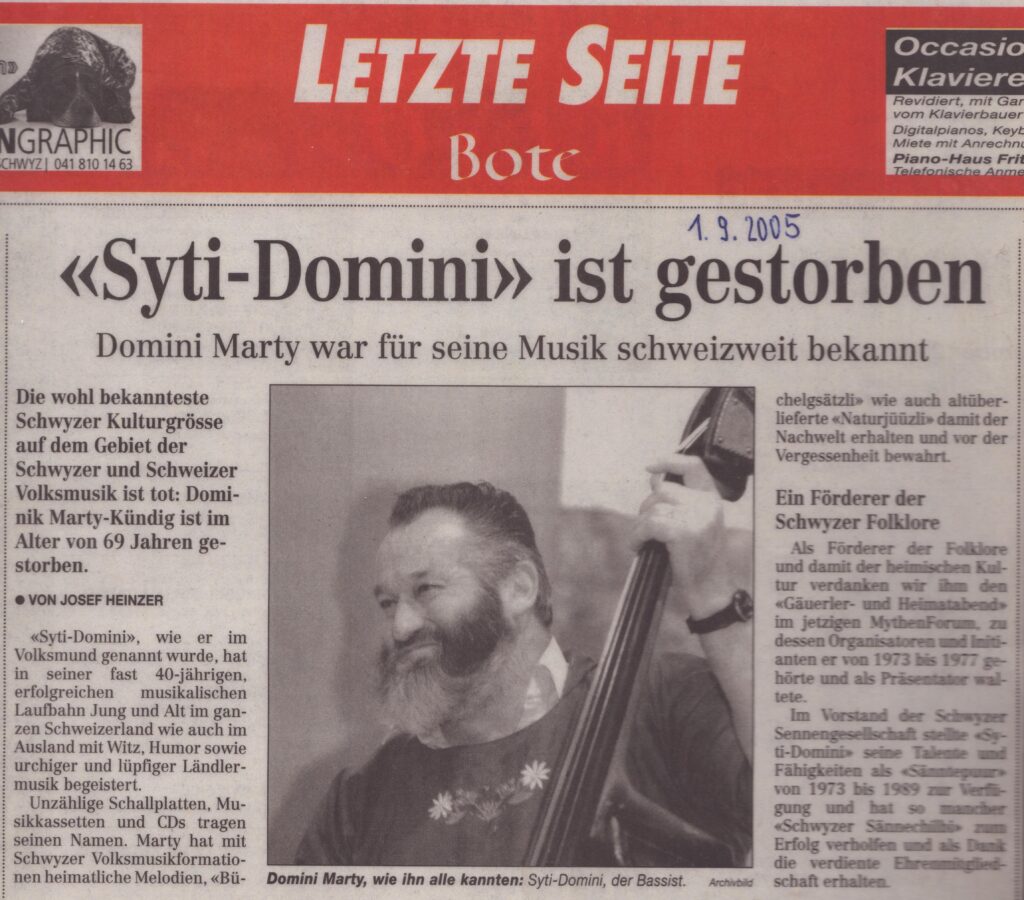 Domini Marty Legende
Josef Heinzer, Bote der Urschweiz, 2005, Ze40