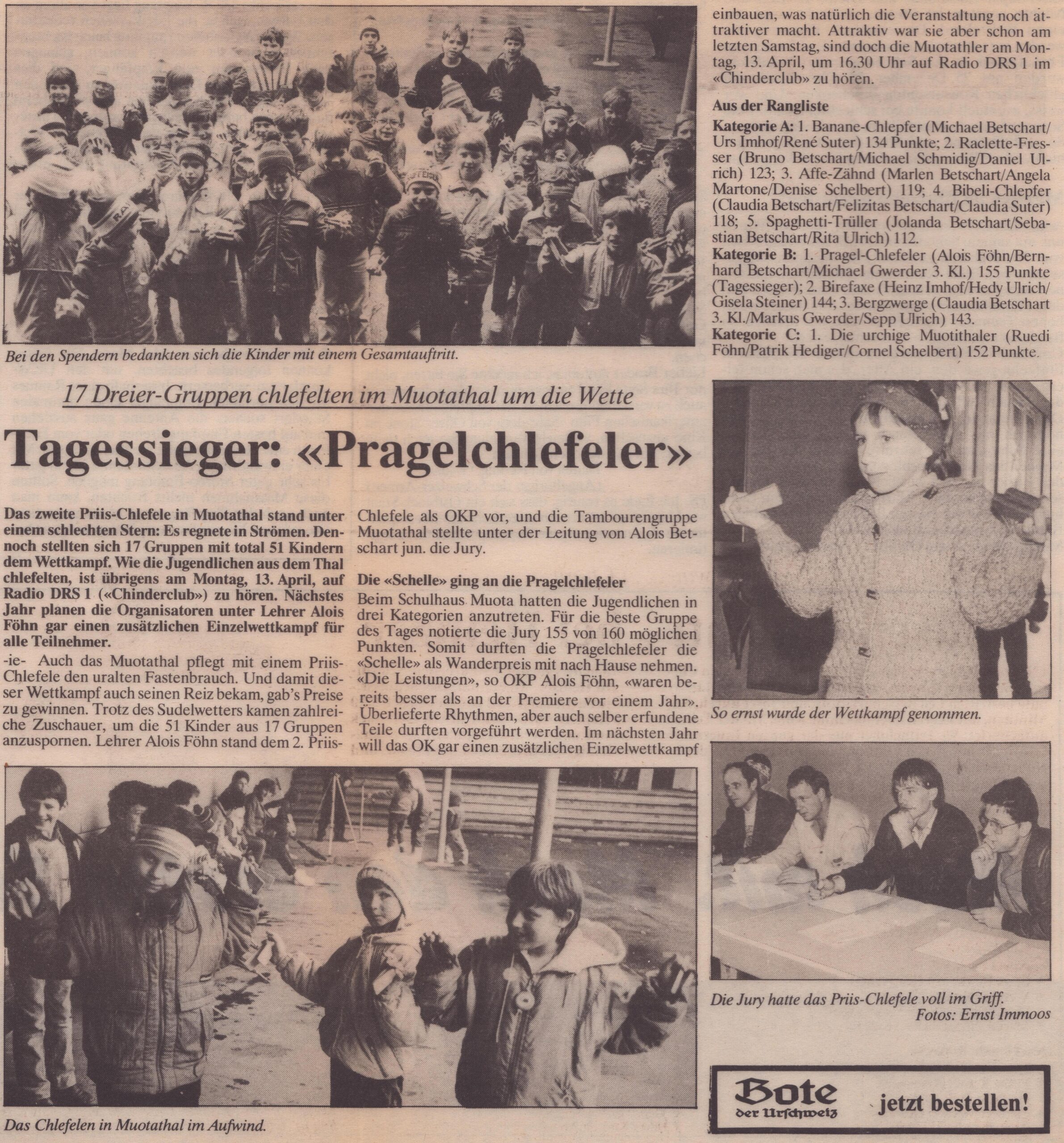 2. Priis-Chlefele Muotathal
Ernst Immoos, Bote der Urschweiz, Ze9