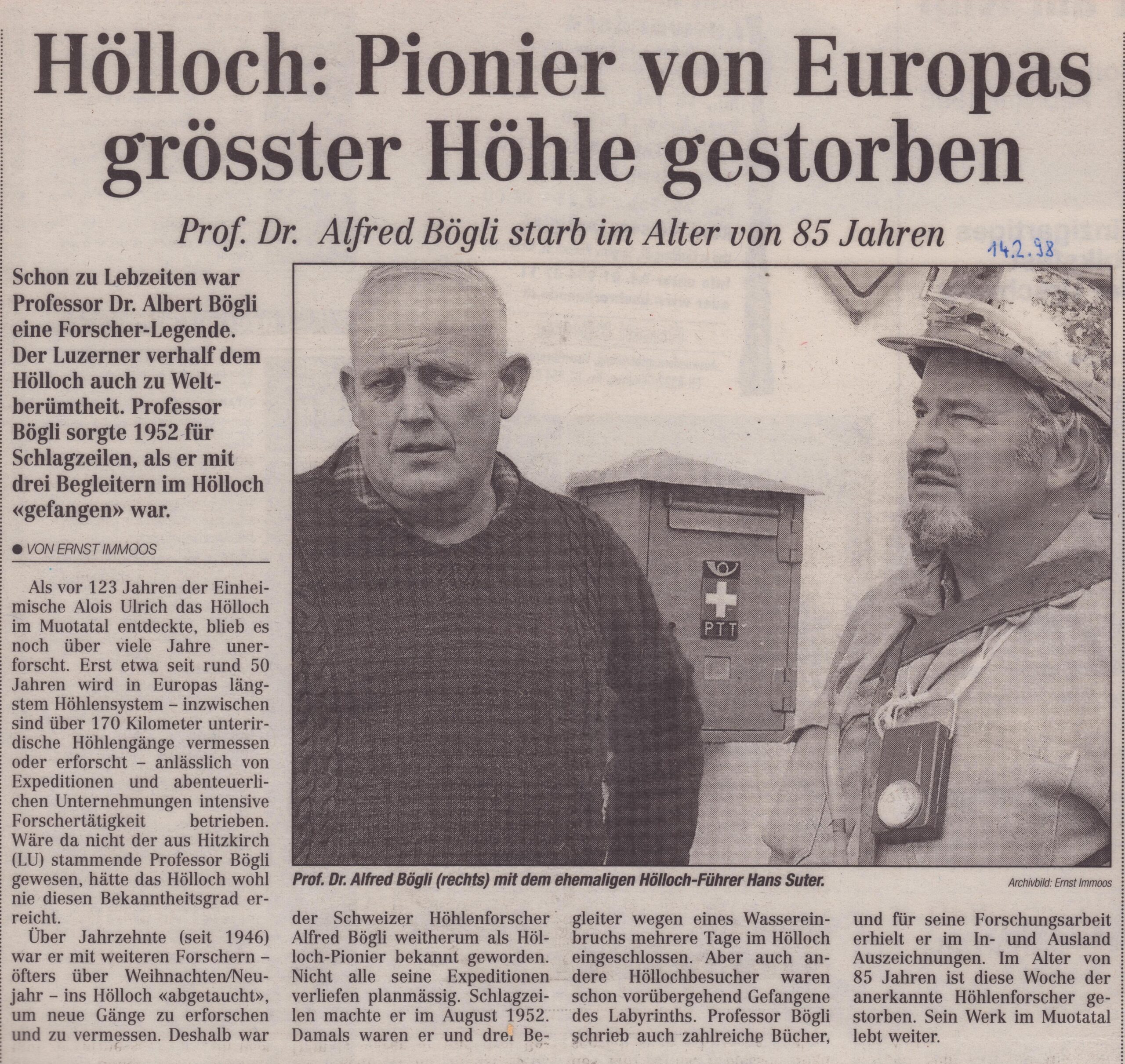 Ernst Immoos, Bote der Urschweiz, 1998, Ze100