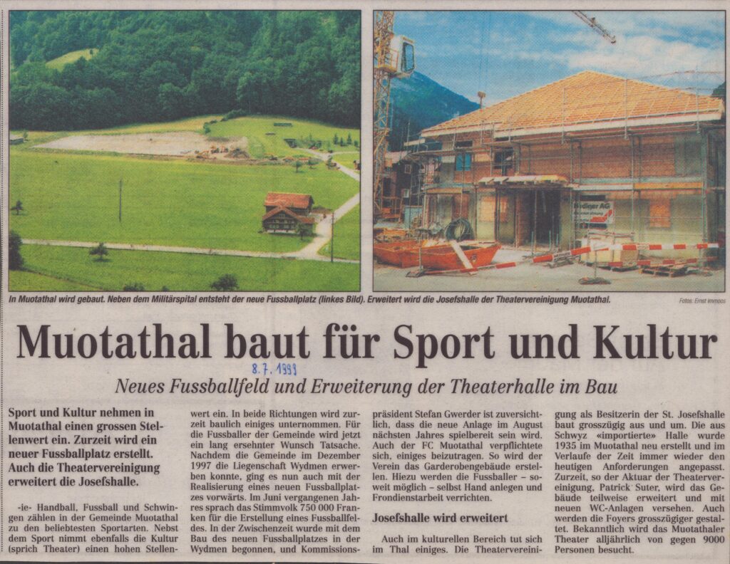 Fussballfeld / Theaterhalle
Ernst Immoos, Bote der Urschweiz, 1999, Ze103