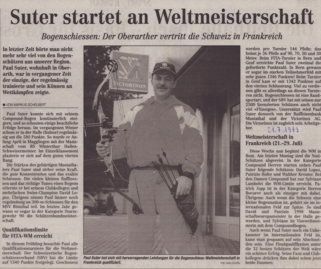 Bogenschiessen
Markus Schelbert, Bote der Urschweiz, 1999, Ze104