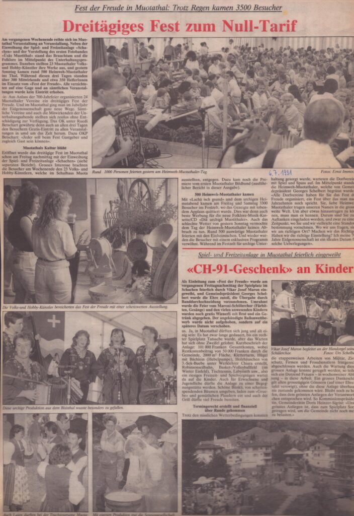 1991 Fest in Muotathal
Ernst Immoos, Bote der Urschweiz, 1991, Ze108