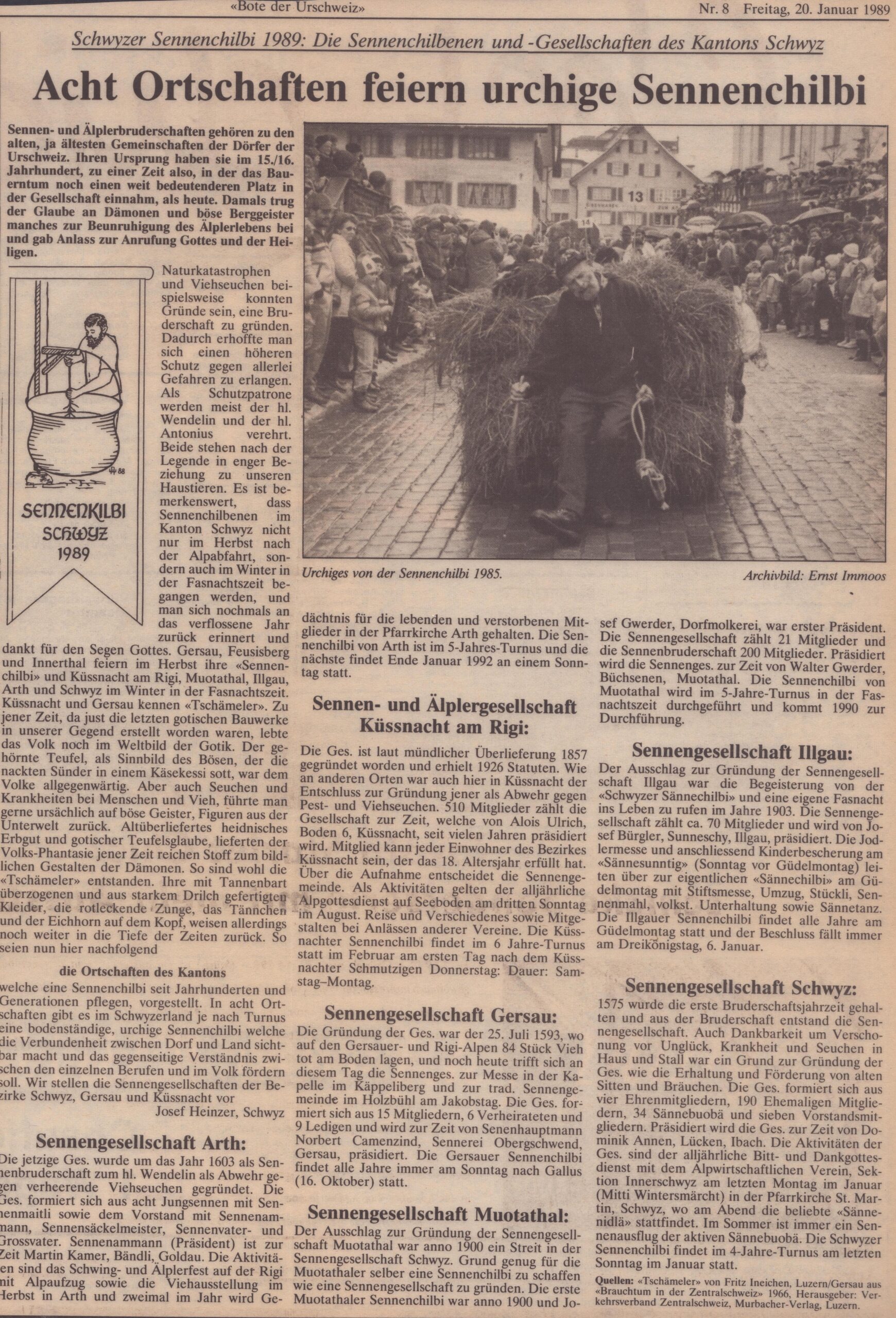 Brauchtum
Josef Heinzer, Bote der Urschweiz, 1989, Ze110