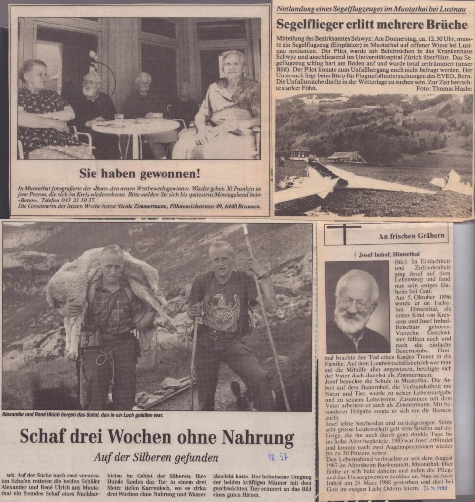 Menschen
verschieden Autoren, Bote der Urschweiz, 1988, Ze114