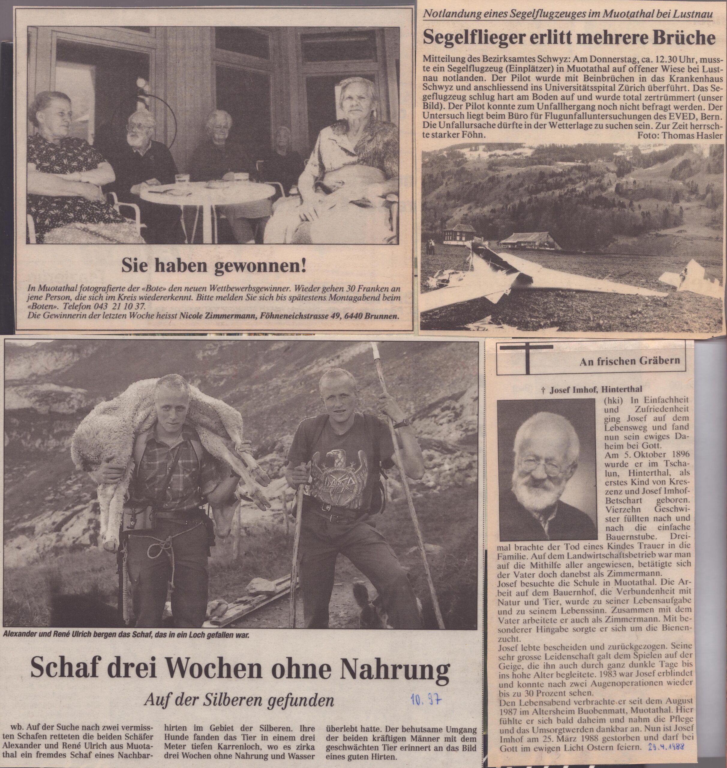 Menschen
verschieden Autoren, Bote der Urschweiz, 1988, Ze114