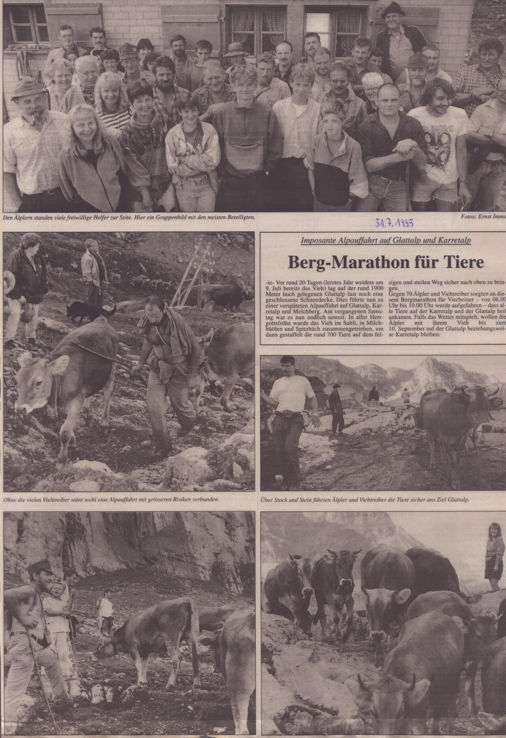 Alpauffahrt Glattalp Charetalp
Ernst Immoos, Bote der Urschweiz, 1995, Ze115