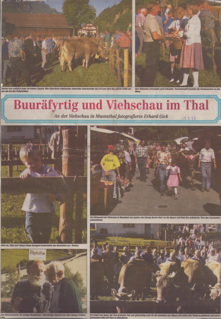 Viehmarkt Muotathal 1997
Erhard Gick, Bote der Urschweiz, 1991, Ze117