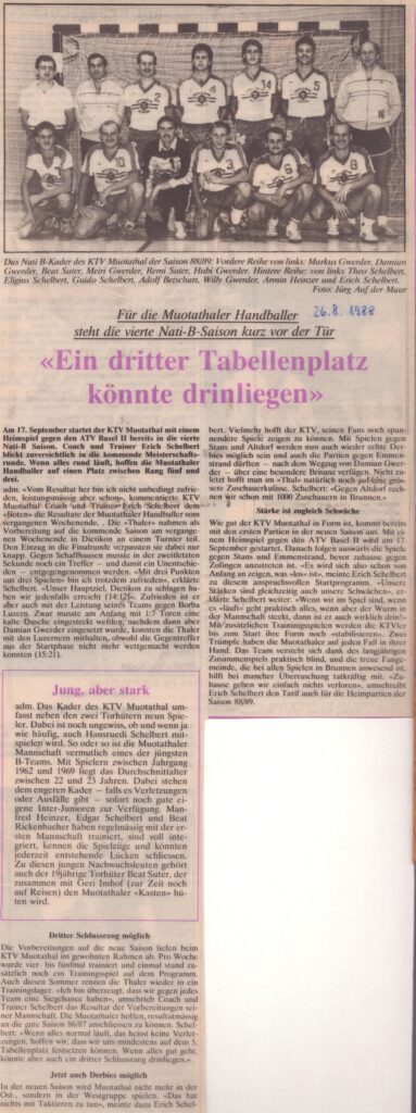 Handball Nati B
Jürg Auf der Maur, Bote der Urschweiz, 1988, Ze118