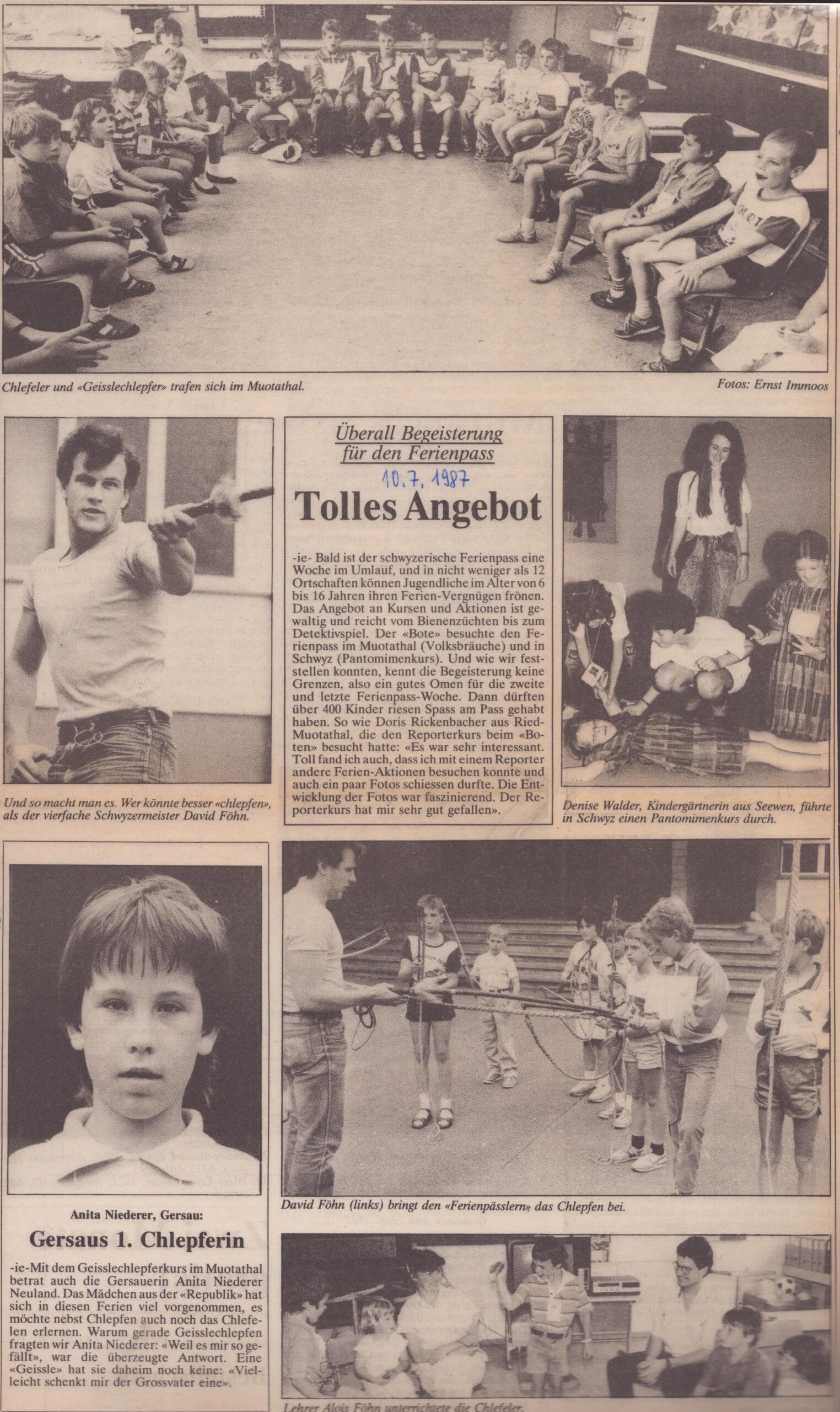 Ferienpass Schwyz
Ernst Immoos, Bote der Urschweiz, 1987, Ze122