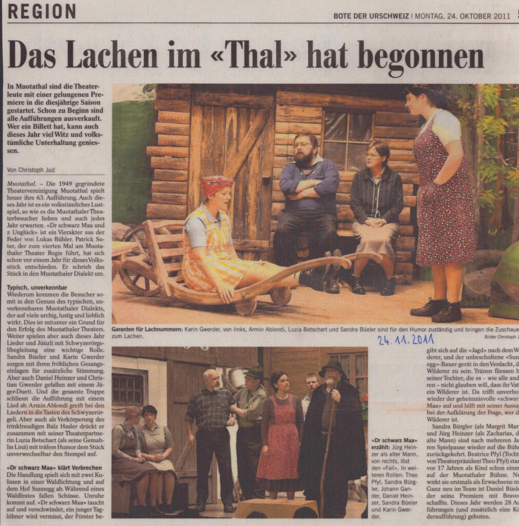 Start beim Theater
Christoph Jud, Bote der Urschweiz, 2011, Ze57