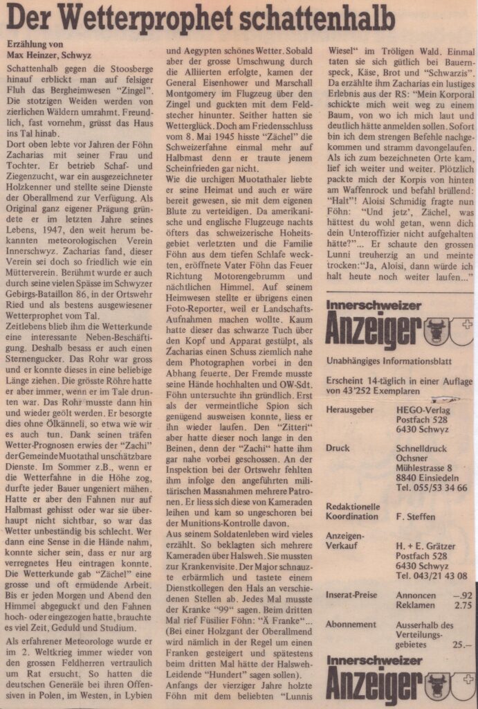 Zacharias Föhn, Ried
Max Heinzer, Innerschweizer Anzeiger, Ze64