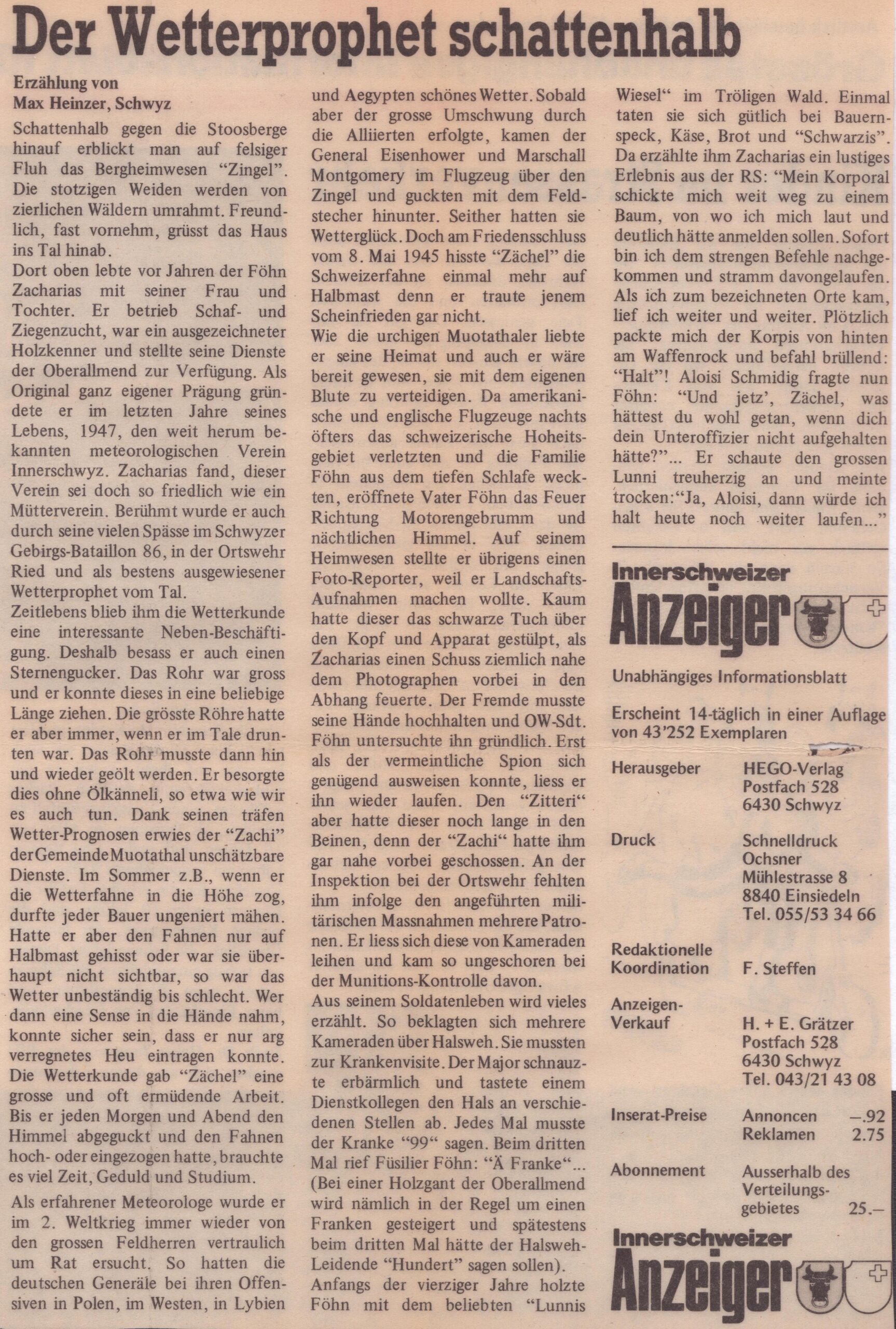 Zacharias Föhn, Ried
Max Heinzer, Innerschweizer Anzeiger, Ze64