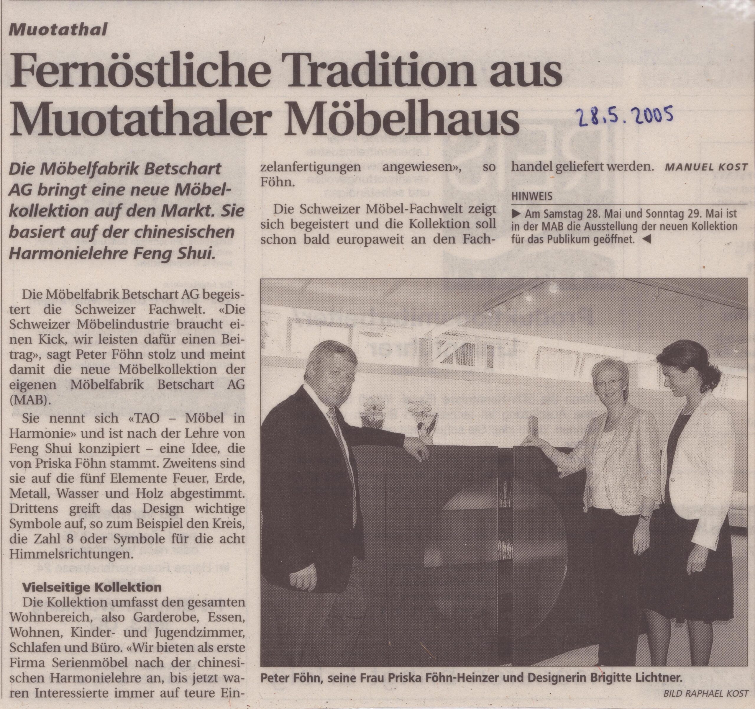 Feng Shui Möbel
Raphael Kost, Bote der Urschweiz, 2005, Ze68