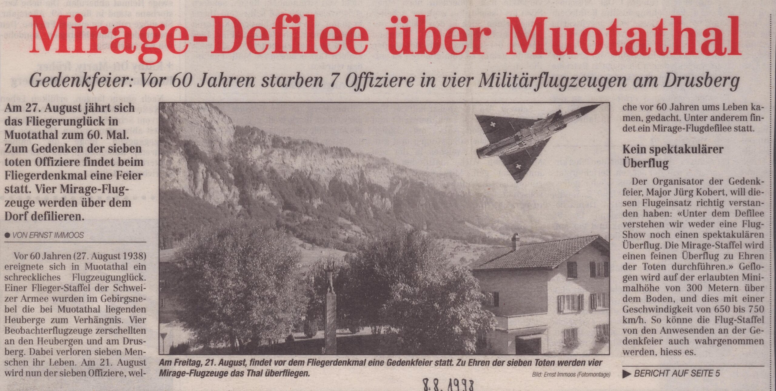 Erinnerung an Heubrig Unglück
Ernst Immoos, Bote der Urschweiz, 1998, Ze74