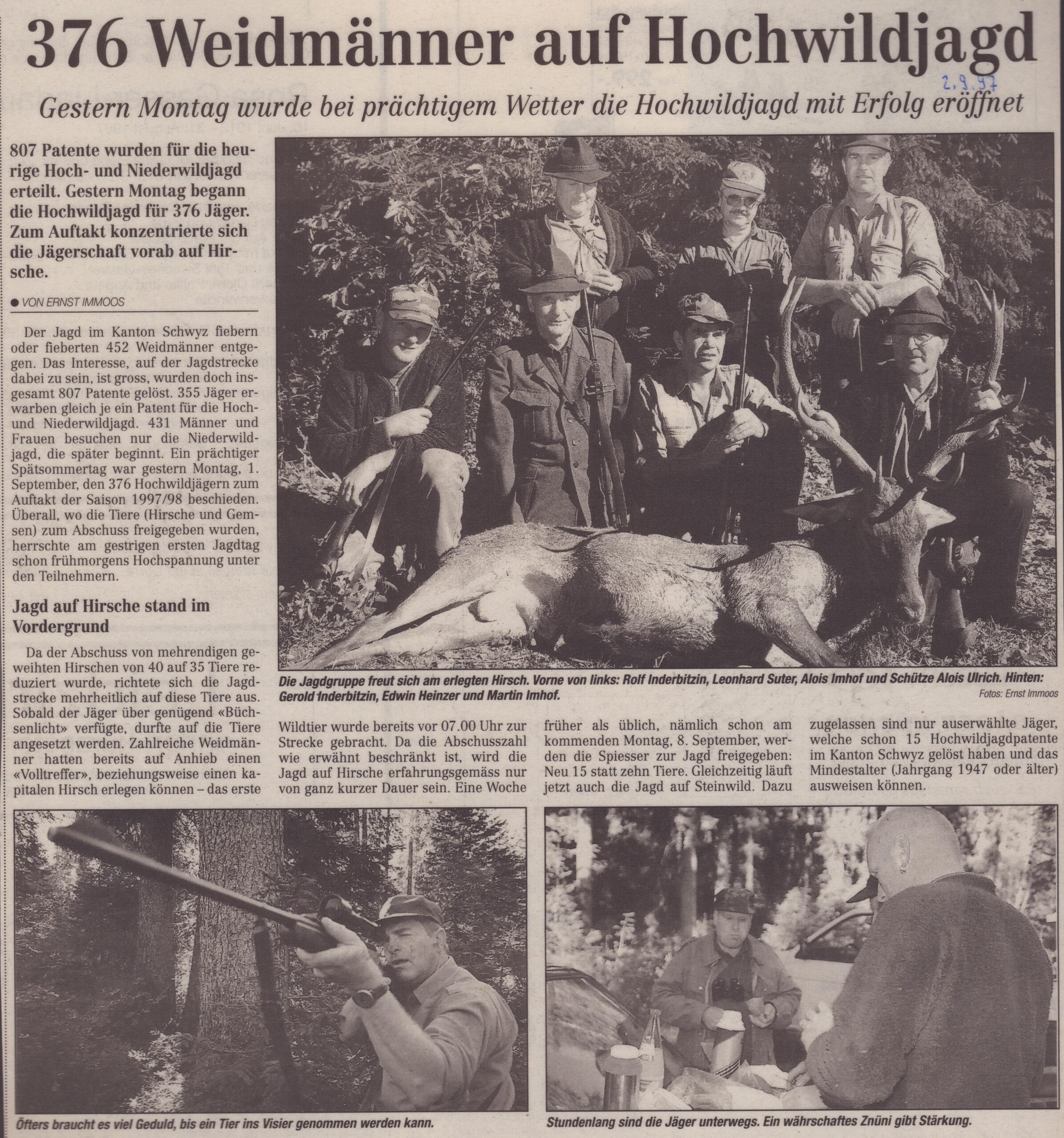 Beginn Jagd
Ernst Immoos, Bote der Urschweiz, 1997, Ze76