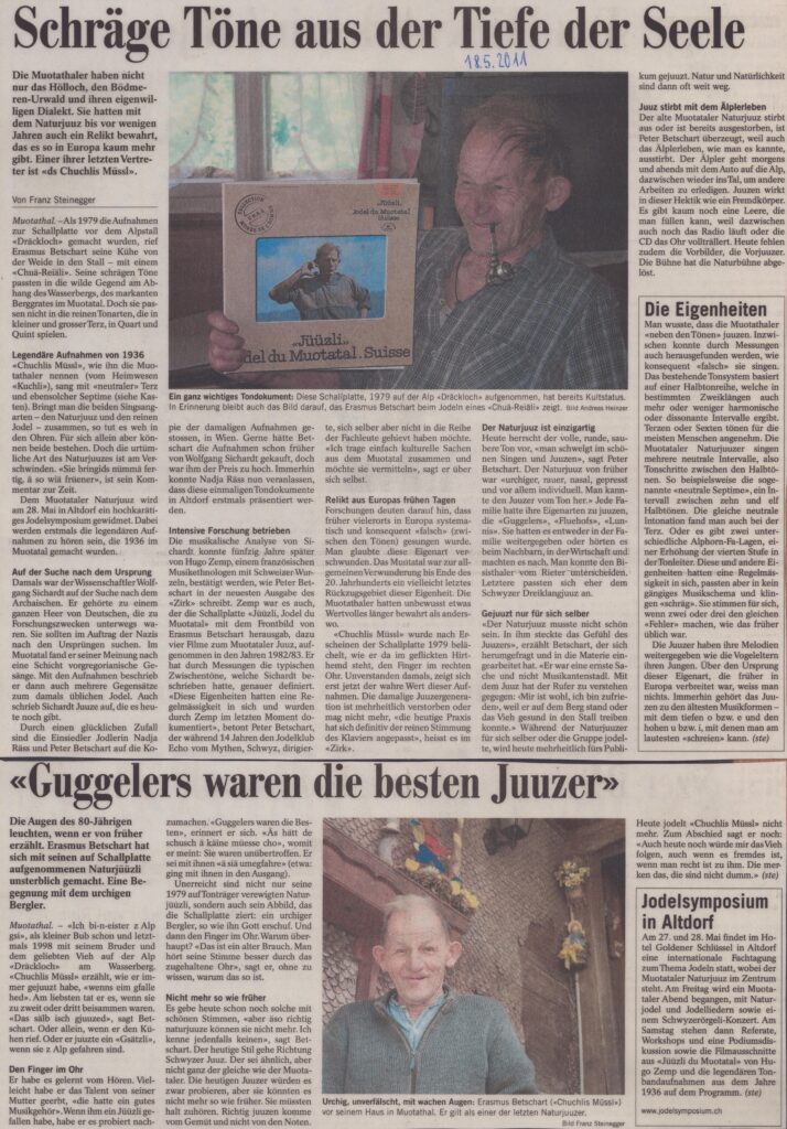 Guggelers waren die besten Juuzer
Franz Steinegger, Bote der Urschweiz, 2011, Ze79