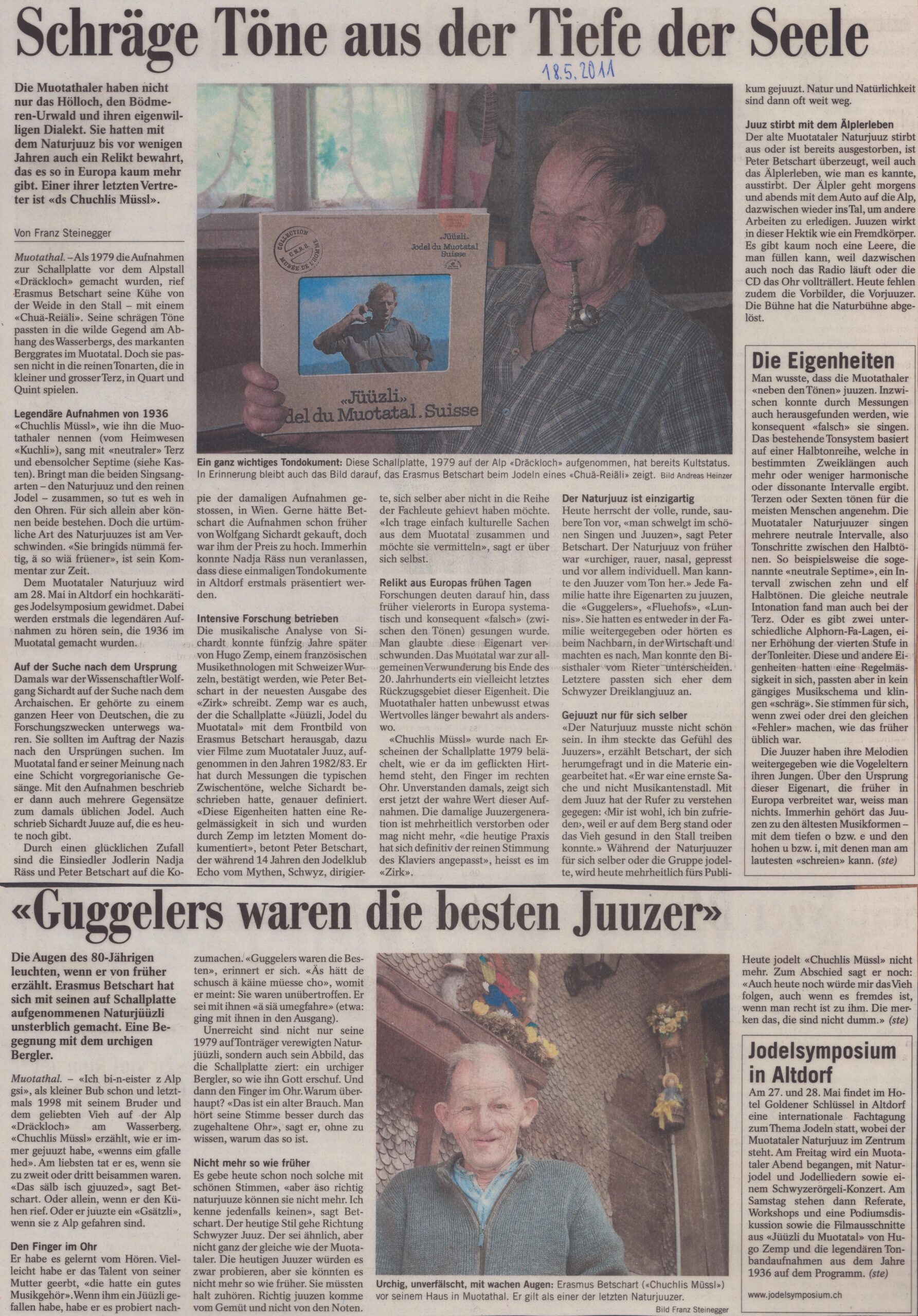 Guggelers waren die besten Juuzer
Franz Steinegger, Bote der Urschweiz, 2011, Ze79