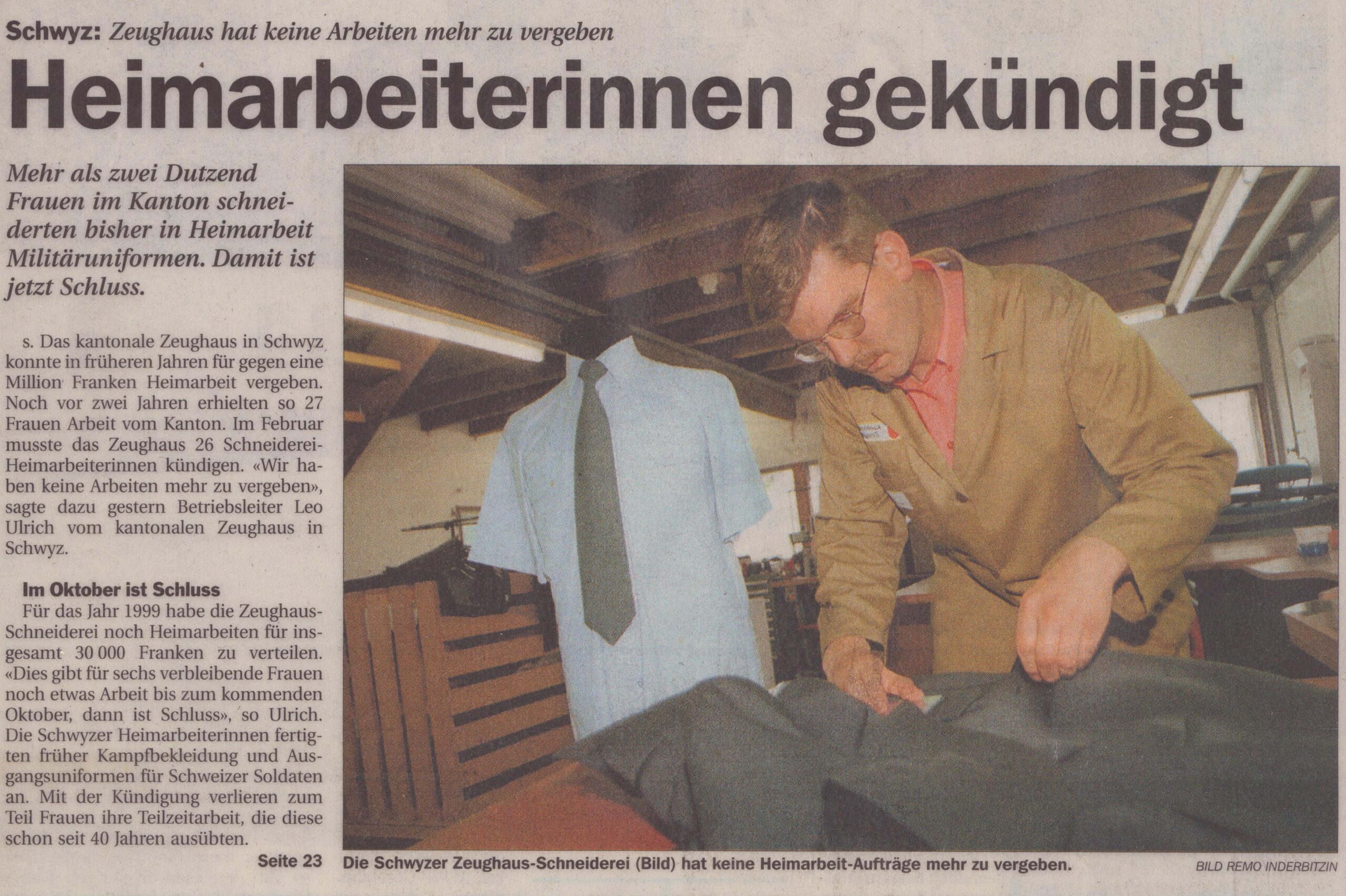 Zeughaus hat keine Arbeit mehr zu vergeben
Remo Inderbitzin, Bote der Urschweiz, Ze83