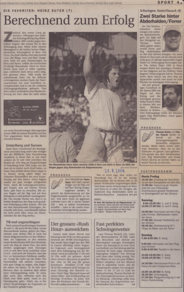 Die Favoriten: Heinz Suter
Andreas Wyler, Schwyzer Zeitung, 2004, Ze87