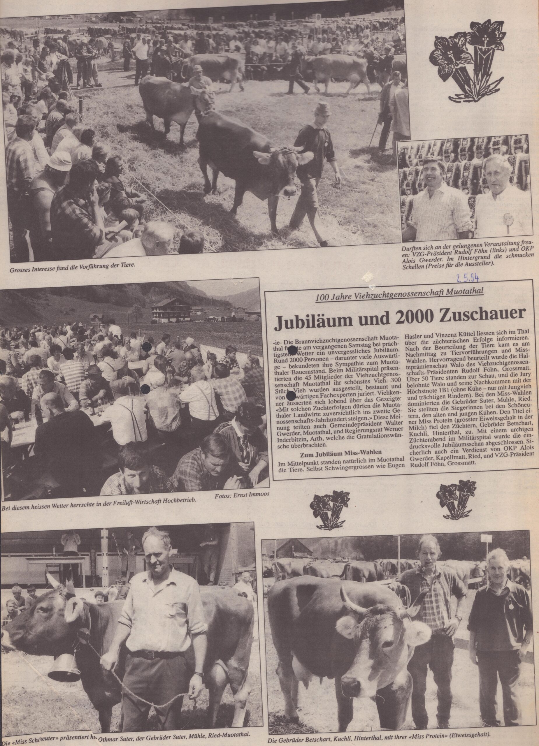 100 Jahre Viehzuchtgenossenschaft Muotathal
Ernst Immoos, Bote der Urschweiz, 1994, Ze90