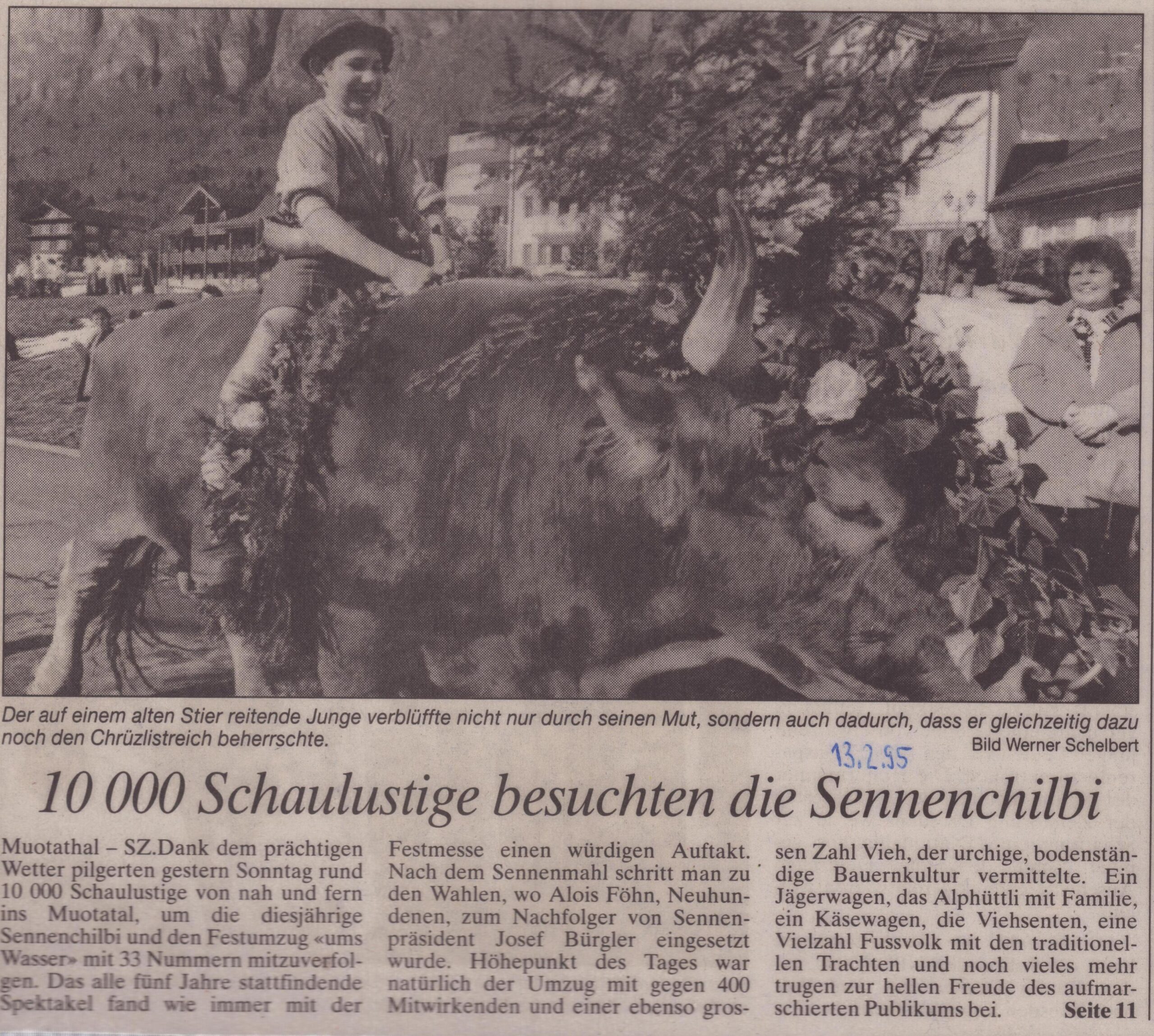 Muotathal
Werner Schelbert, Schwyzer Zeitung, 1995,, Ze92