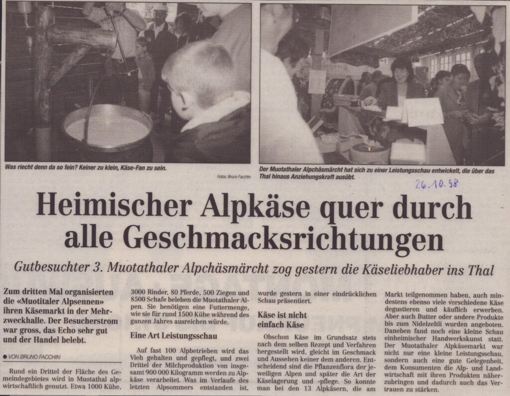 3. Alpchäsmärcht Muotathal
Bruno Facchin, Bote der Urschweiz, 1998, Ze99