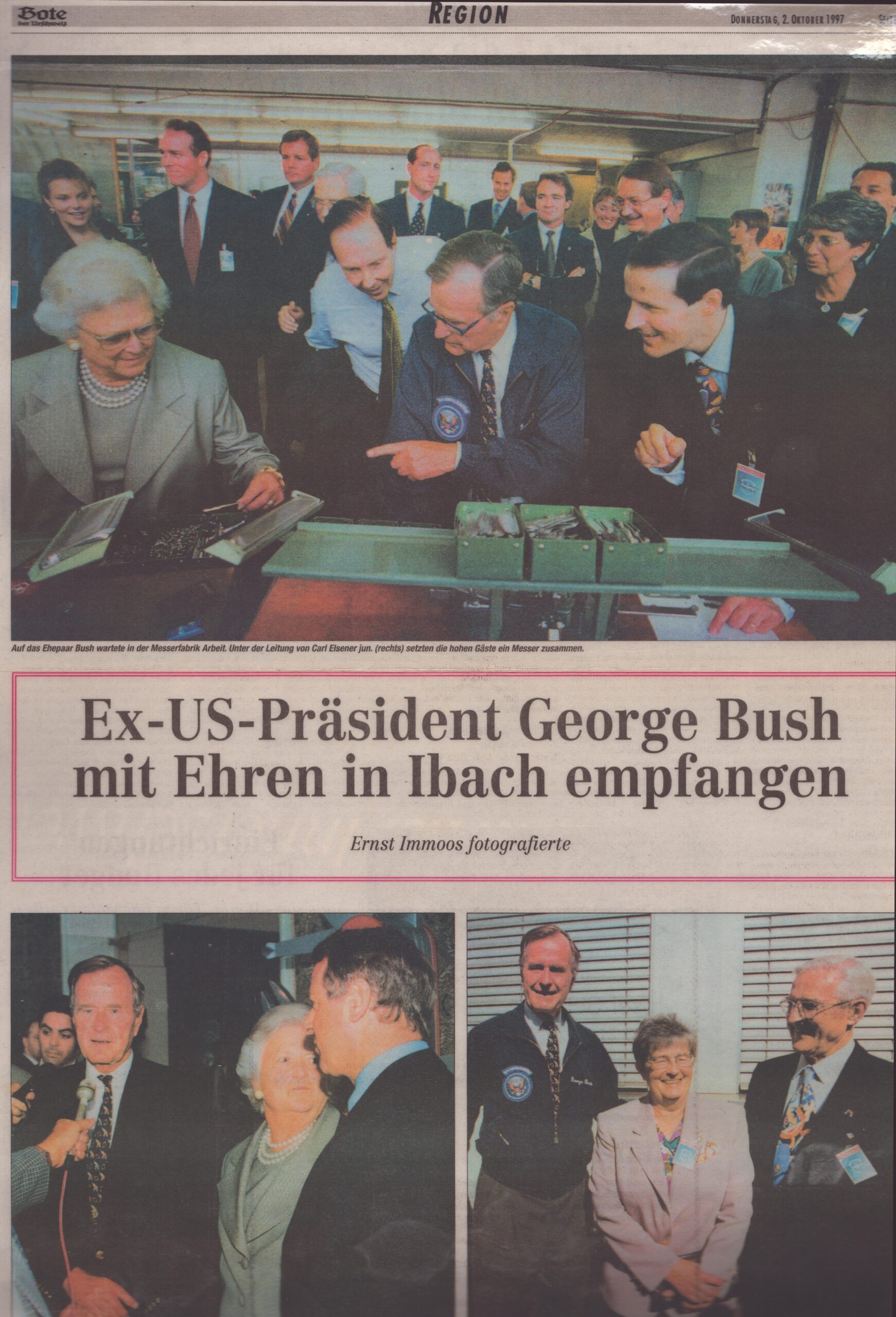 Besuch Präsident Bush Victorinox
Ernst Immoos, Bote der Urschweiz, 1997, ZeVic1