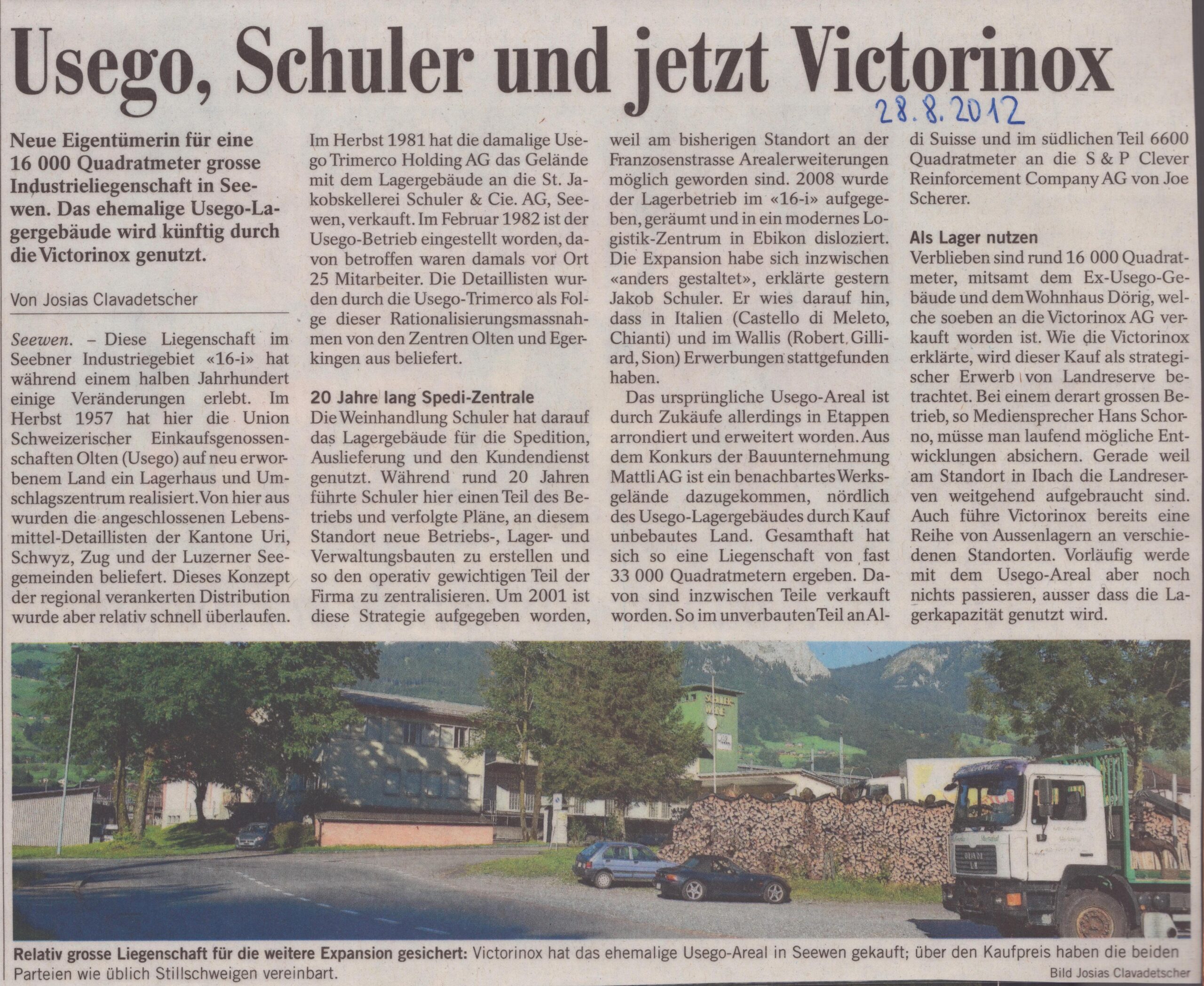 Lagerhaus für Victorinox
Josias Clavadetscher, Bote der Urschweiz, 2012, ZeVic2