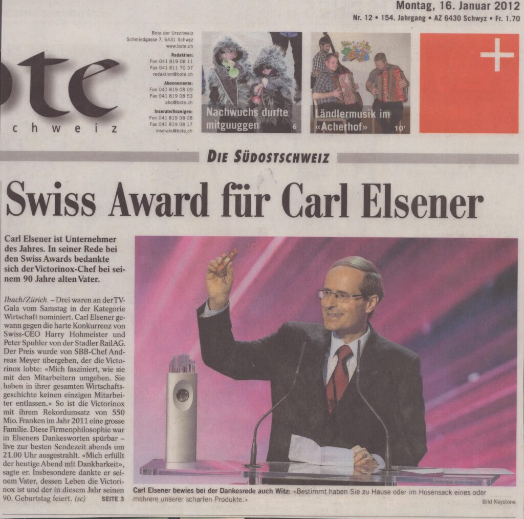 Dankrede Carl Elsener
sc, Bote der Urschweiz, 2012, ZeVic22