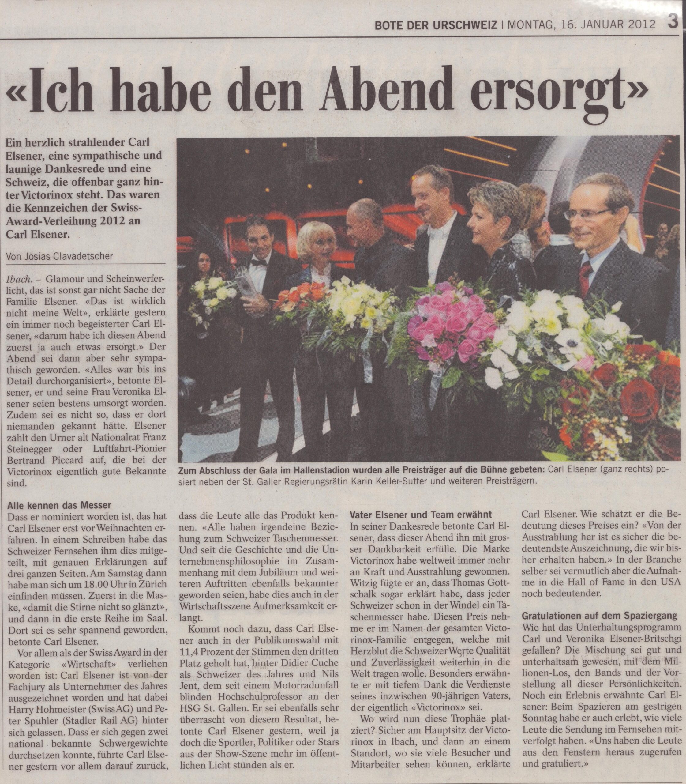 Swiss Award 2012
Josias Clavadetscher, Bote der Urschweiz, 2012, ZeVic23