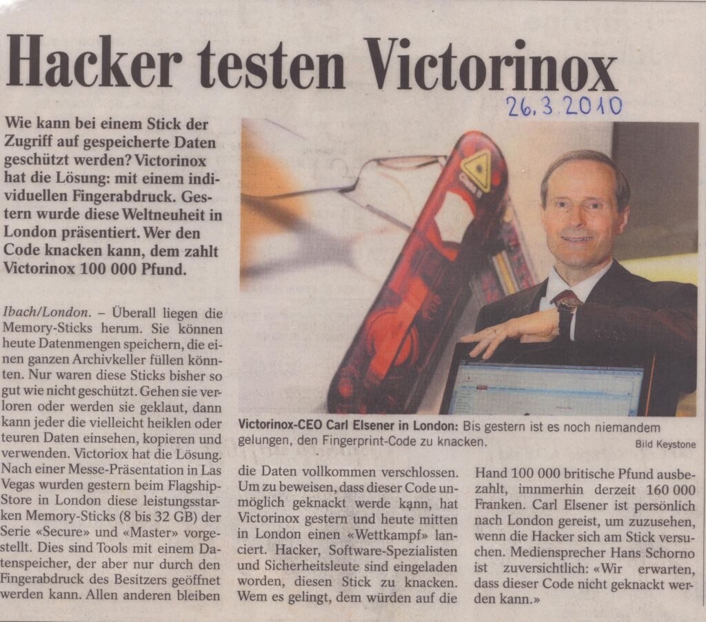 Datenspeicher testen
Autor nicht bekannt, Bote der Urschweiz, 2010, ZeVic24