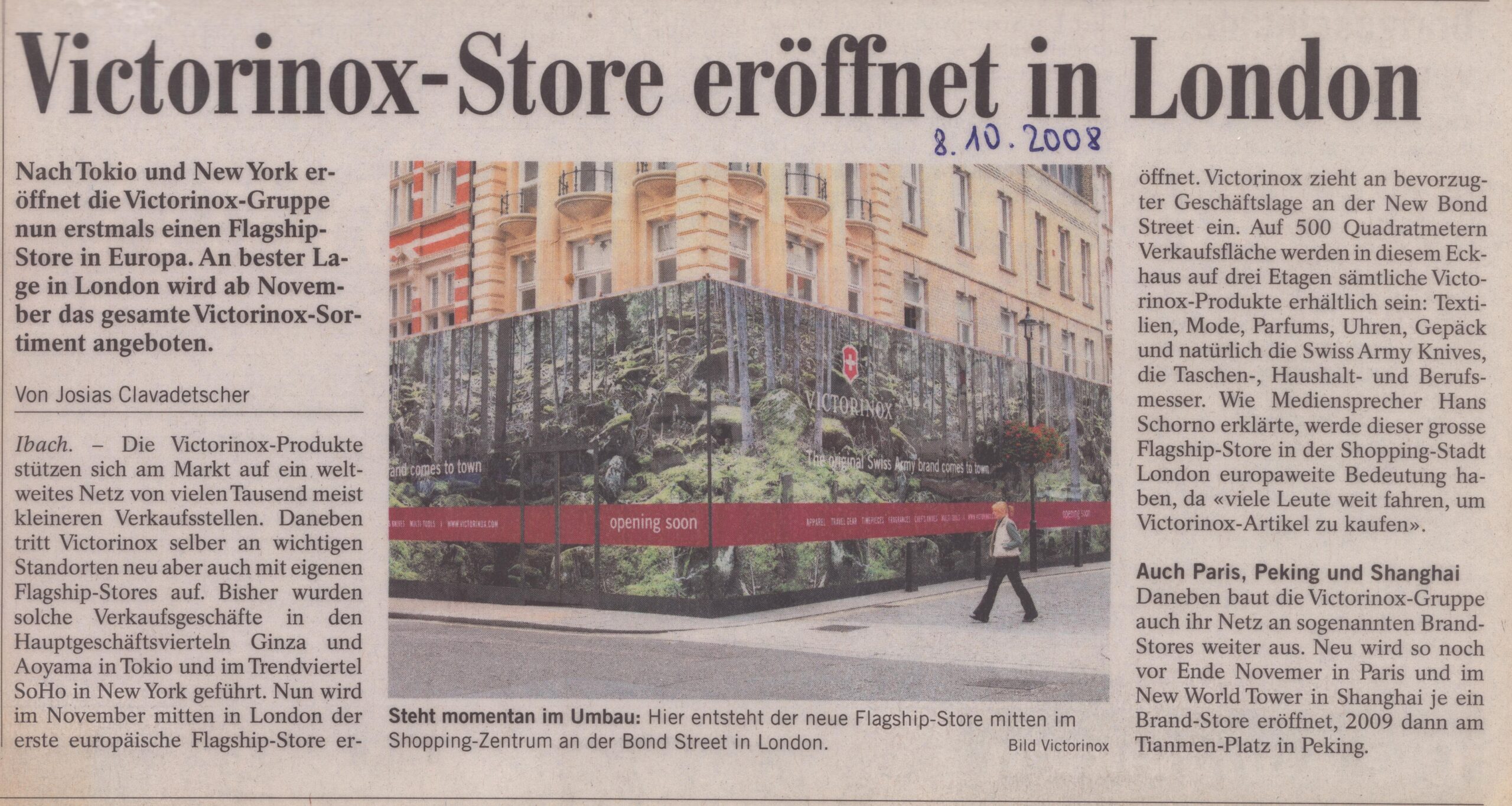 Flagshipstore in London
Josias Clavadetscher, Bote der Urschweiz, 2008, ZeVic25