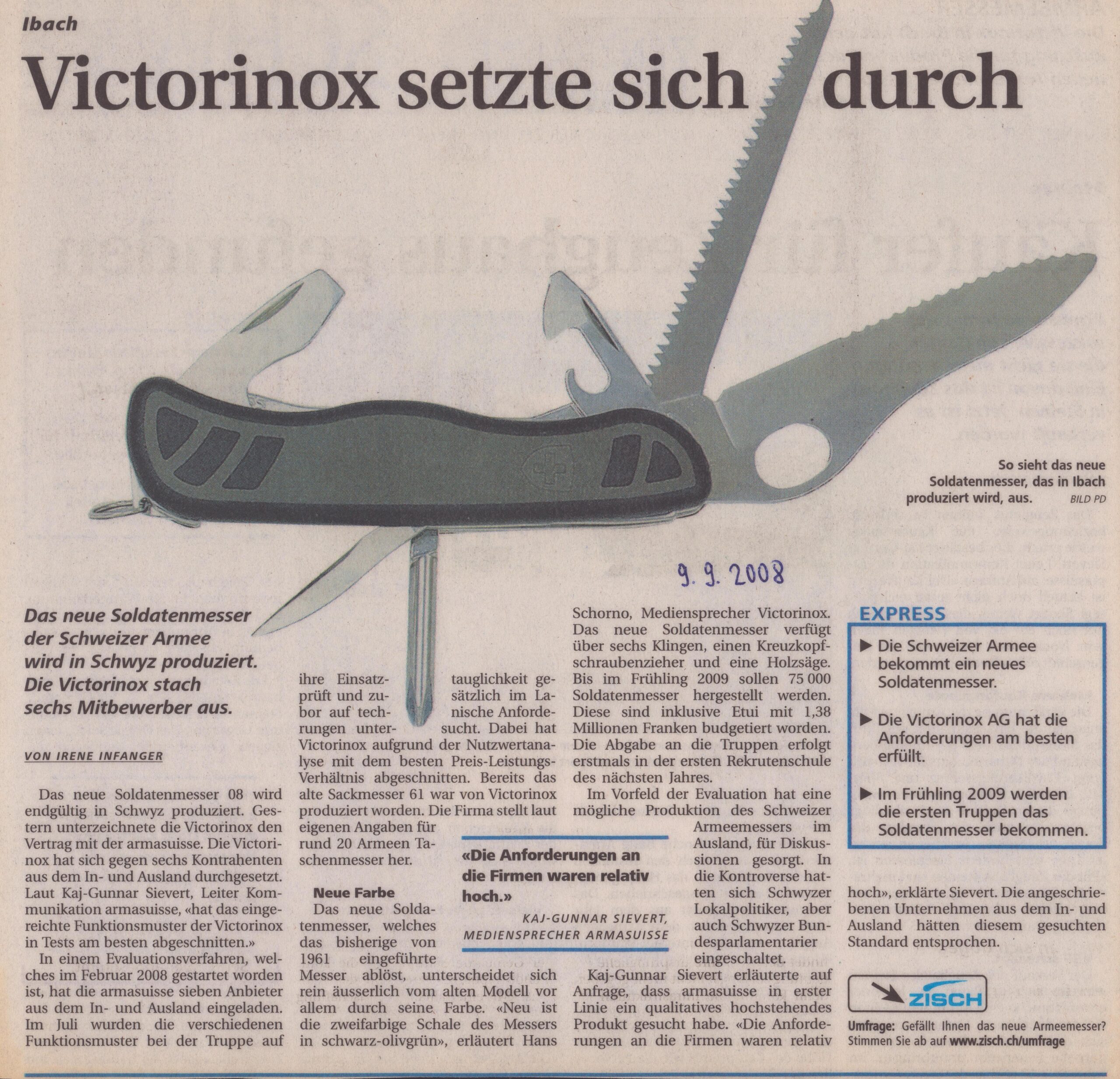 Soldatenmesser
Irene Infanger, Schwyzer Zeitung, 2008, ZeVic26
