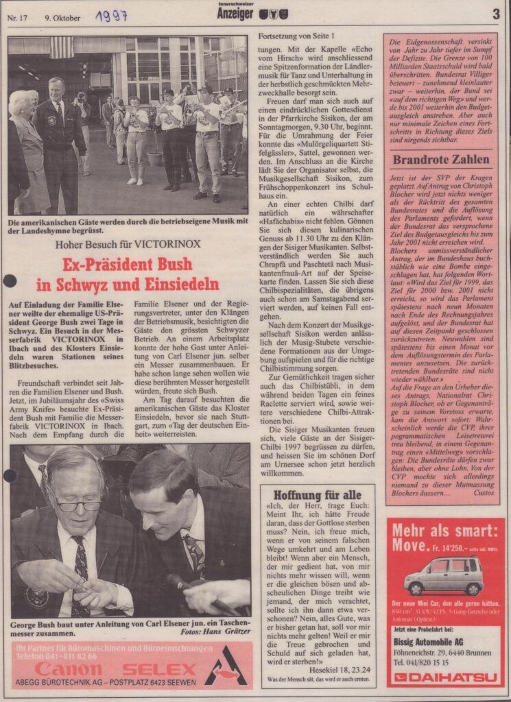 Hoher Besuch für Victorinox
Redaktion, Innerschweizer Anzeiger, 1997, ZeVic28