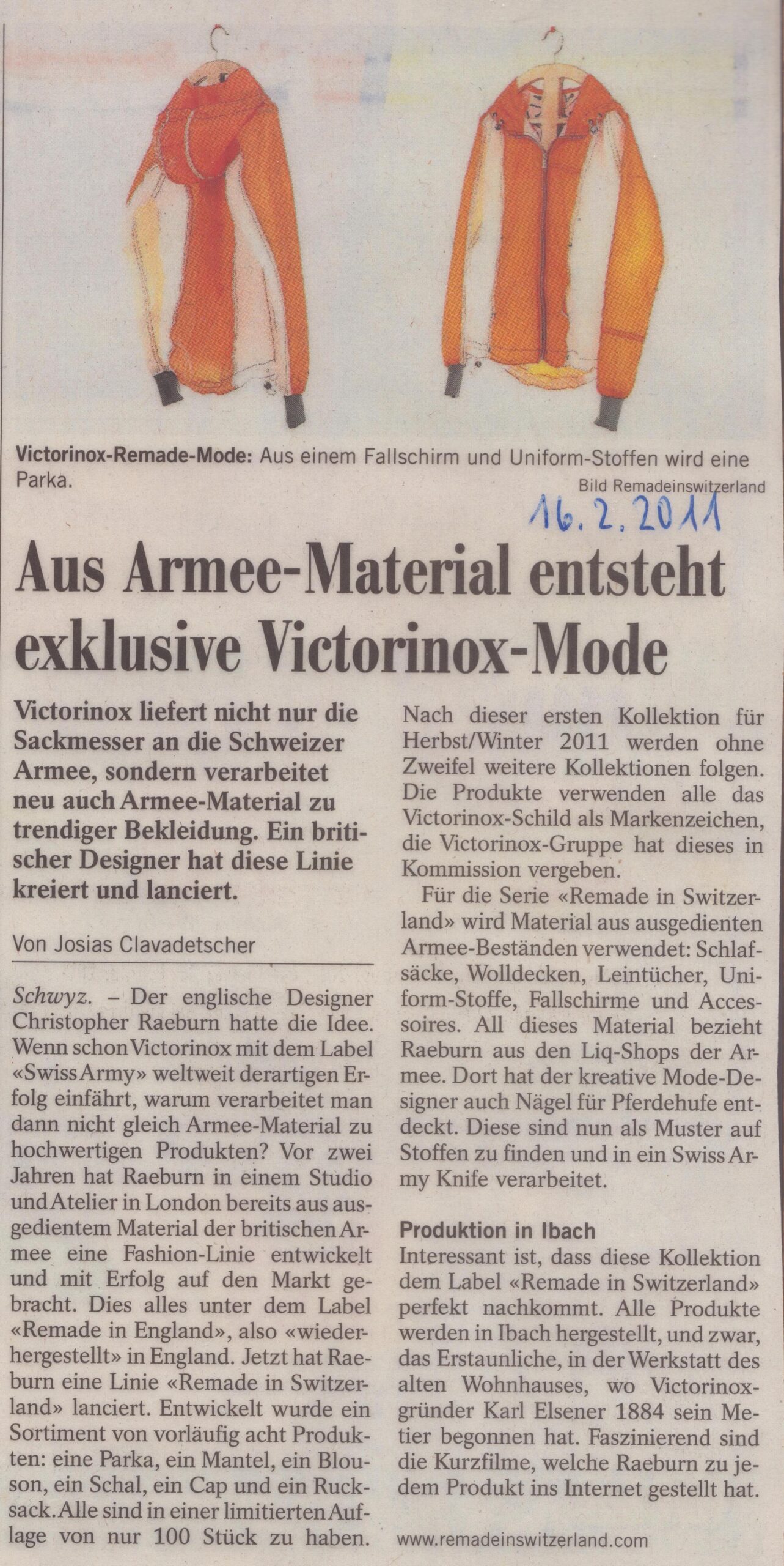 Victorinox-Remade-Mode
Josias Clavadetscher, Bote der Urschweiz, 2011, ZeVic32