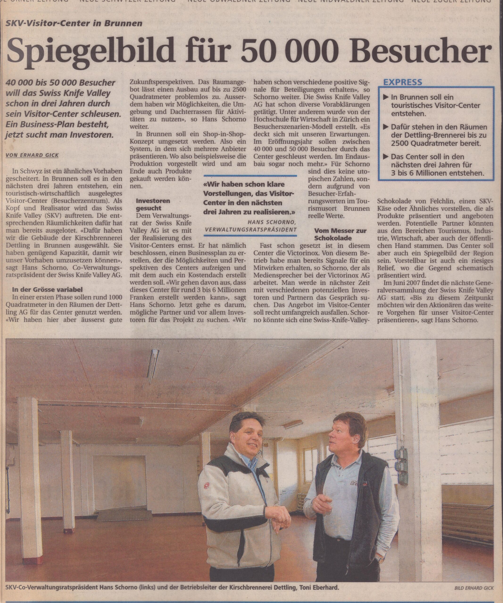 Visitor-Center
Erhard Gick, Schwyzer Zeitung, Jahr unbekannt, ZeVic36