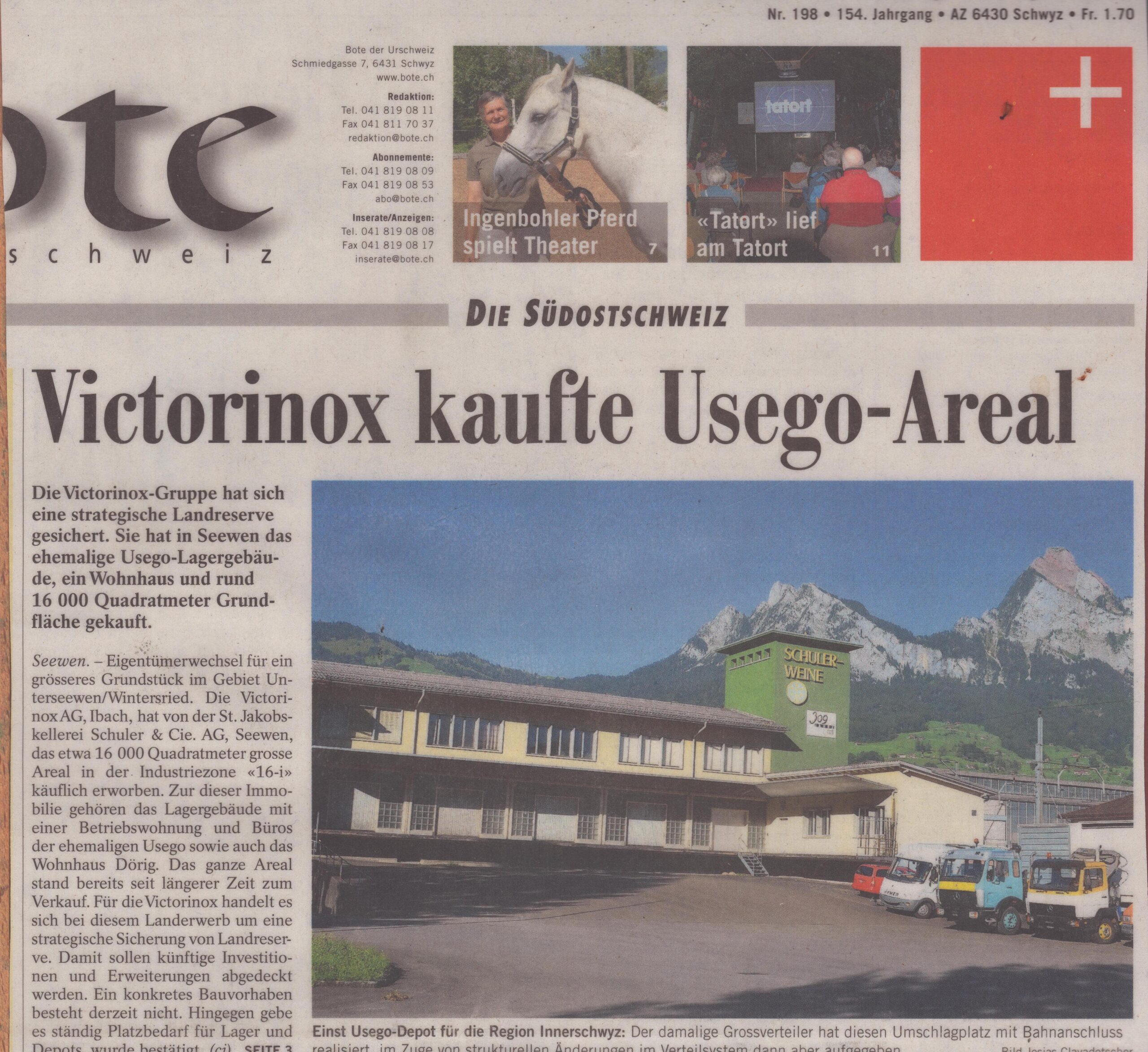 Lagergebäude
Josias Clavadetscher, Bote der Urschweiz, 2012, ZeVic37