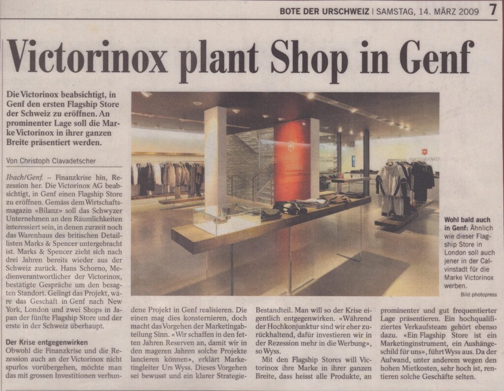 Erster Flagship Store der Schweiz
Christoph Clavadetscher, Bote der Urschweiz, 2009, ZeVic38