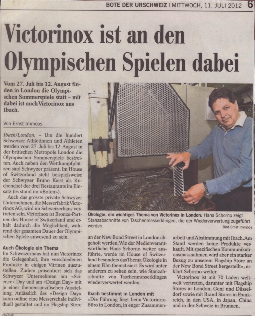 Olympische Sommerspiele in London
Ernst Immoos, Bote der Urschweiz, 2012, ZeVic40