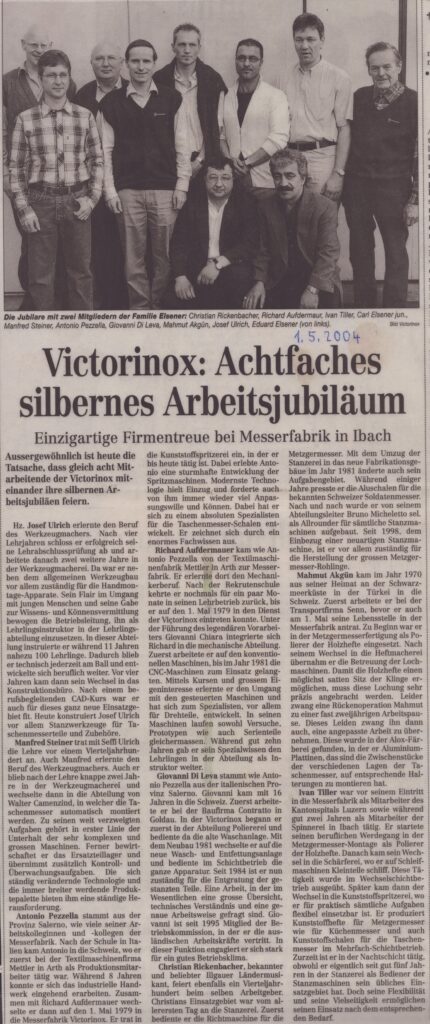 Einzigartige Firmentreue
Hz, Bote der Urschweiz, 2004, ZeVic6